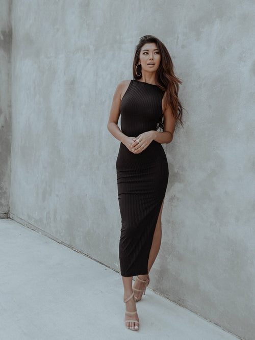 Mila Noir Cut-Out Maxi Dress